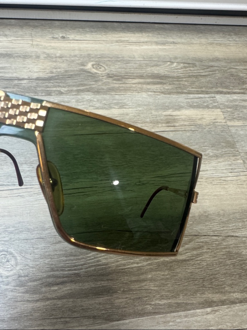 Christian Dior Monsieur 2392 Vintage Shield Sunglasses Green Gold - Picture 4 of 9